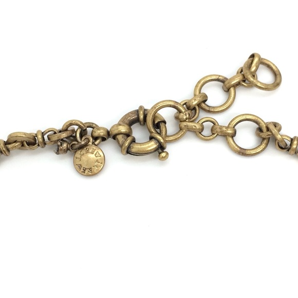 J. CREW ANTIQUE GOLD TONE BLUE PISTACHIO GREEN RHINESTONES NECKLACE STATEMENT - Picture 11 of 12